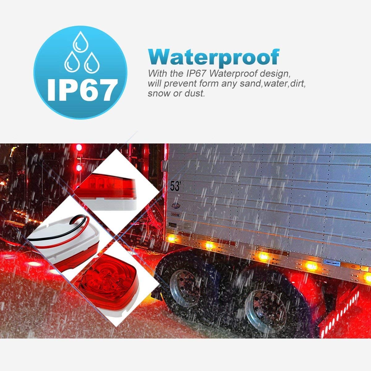 luz de trabalho LED quadrada à prova de água, luz lateral LED de venda quente, luz marcadora lateral LED 12V, luz marcadora lateral LED para caminhão, luz marcadora lateral LED de 3/4 polegadas