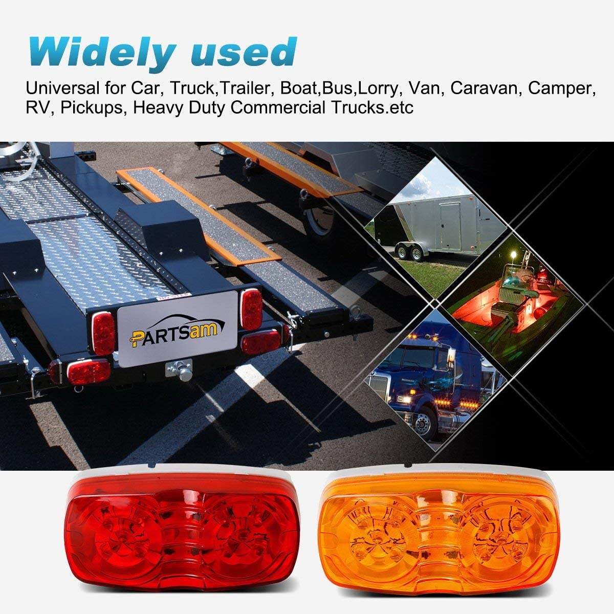 Luz marcadora led, luz marcadora led bullseye duplo, luzes marcadoras led &acirc;mbar, luzes marcadoras led &acirc;mbar para trailer, luzes marcadoras led bullseye duplas para trailer
