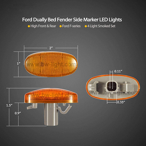 Luzes marcadoras laterais ovais 12V LED amarelas