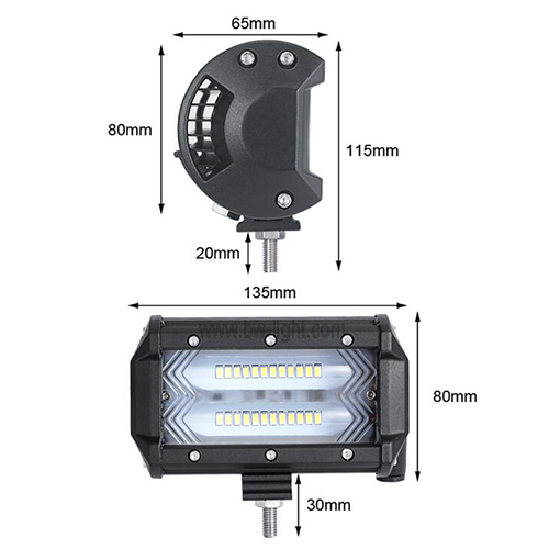 Barra de luz condutora de feixe retângulo de 72 W