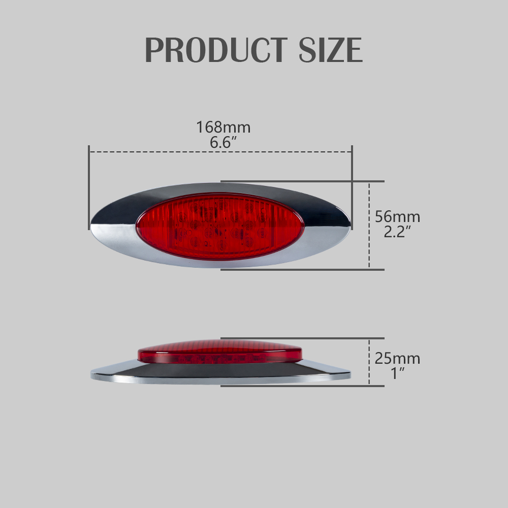 Vermelho | oval | Luzes do marcador lateral do LED |