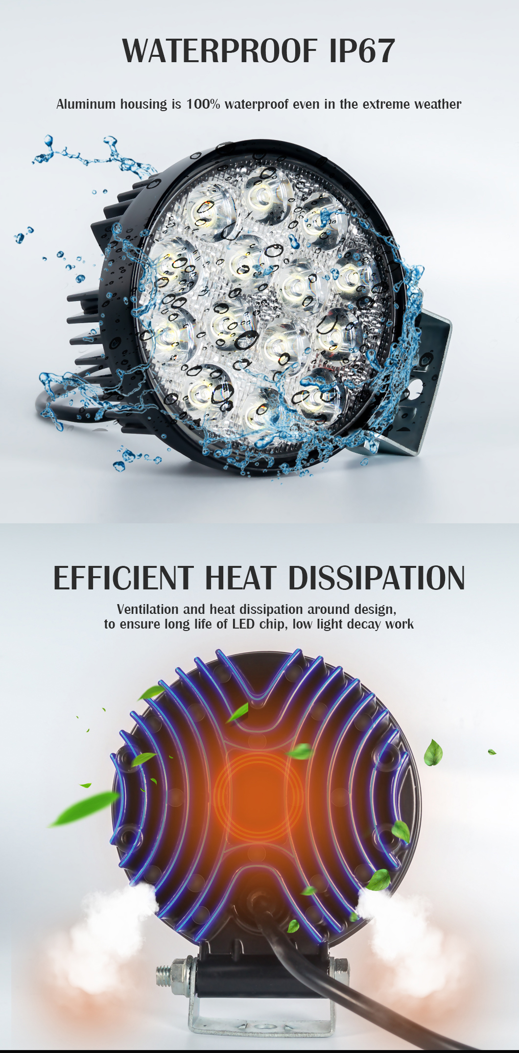 Pesado 48W*2 Luz de trabalho LED para caminh&otilde;es