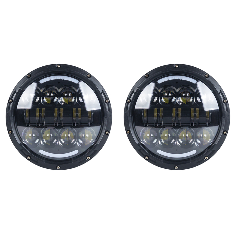 7 "farol de LED para Jeep Wrangler DRL Luzes de trabalho com alto feixe baixo