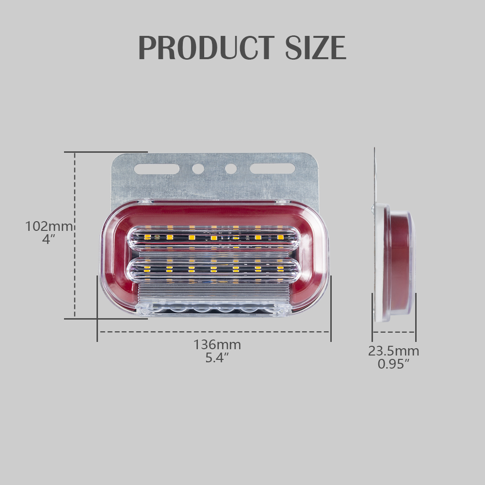 24V Red Multi Function LED Brake Marker Lights