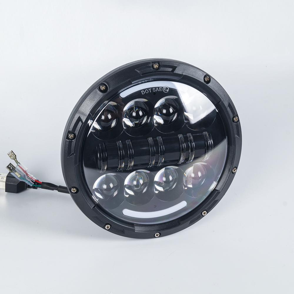 7 "farol de LED para Jeep Wrangler DRL Luzes de trabalho com alto feixe baixo