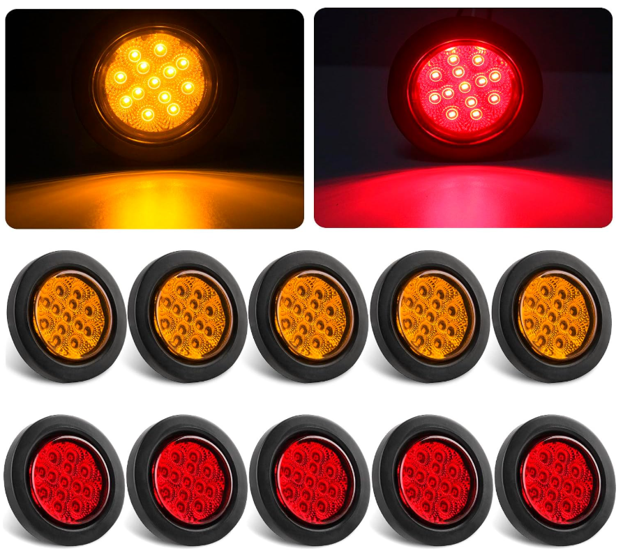 Luz marcadora lateral LED 12V, luz marcadora lateral LED &agrave; prova d'&aacute;gua, luz marcadora lateral LED &agrave; prova d'&aacute;gua, luz marcadora lateral LED imperme&aacute;vel de 2,5 polegadas, luz marcadora lateral LED DC12V para carro