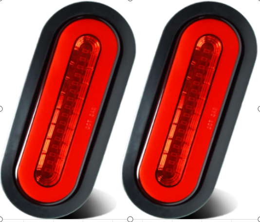 Reboque traseiro oval LED de 6" vermelho à prova d'água para luz traseira de caminhão