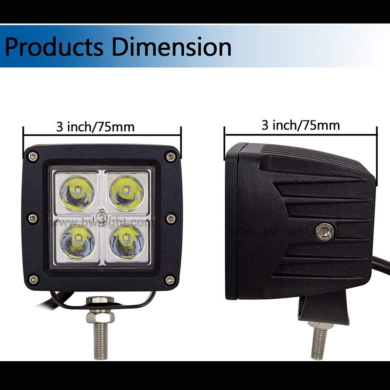 Luz de trabalho led quadrada amarela 12 w