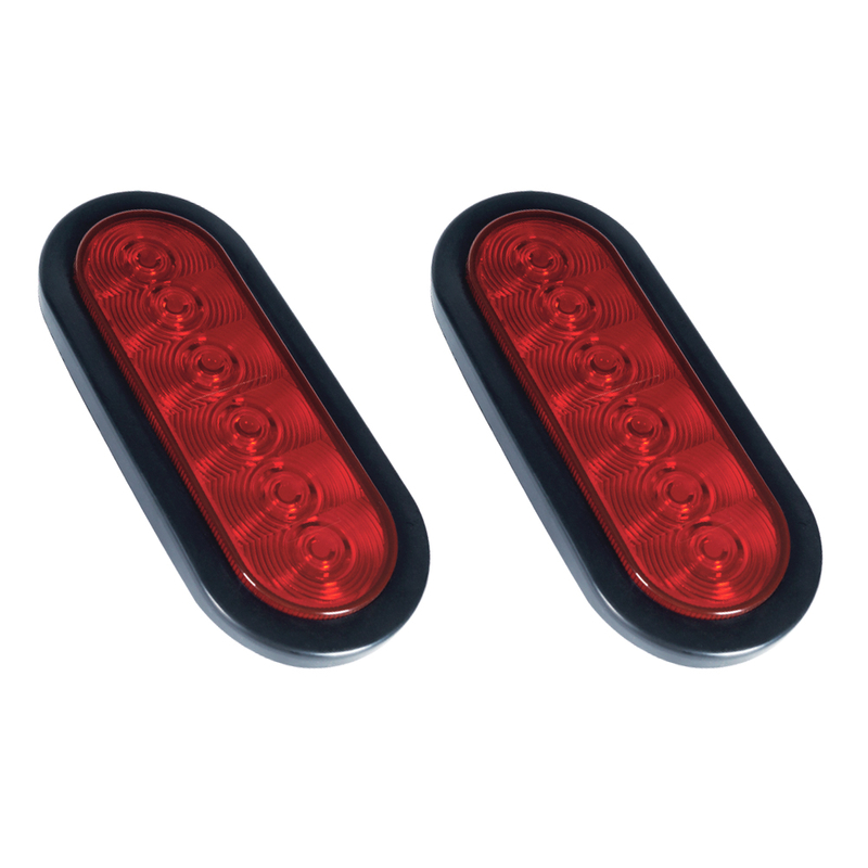 Luz traseira oval de LED vermelho de 6 ""