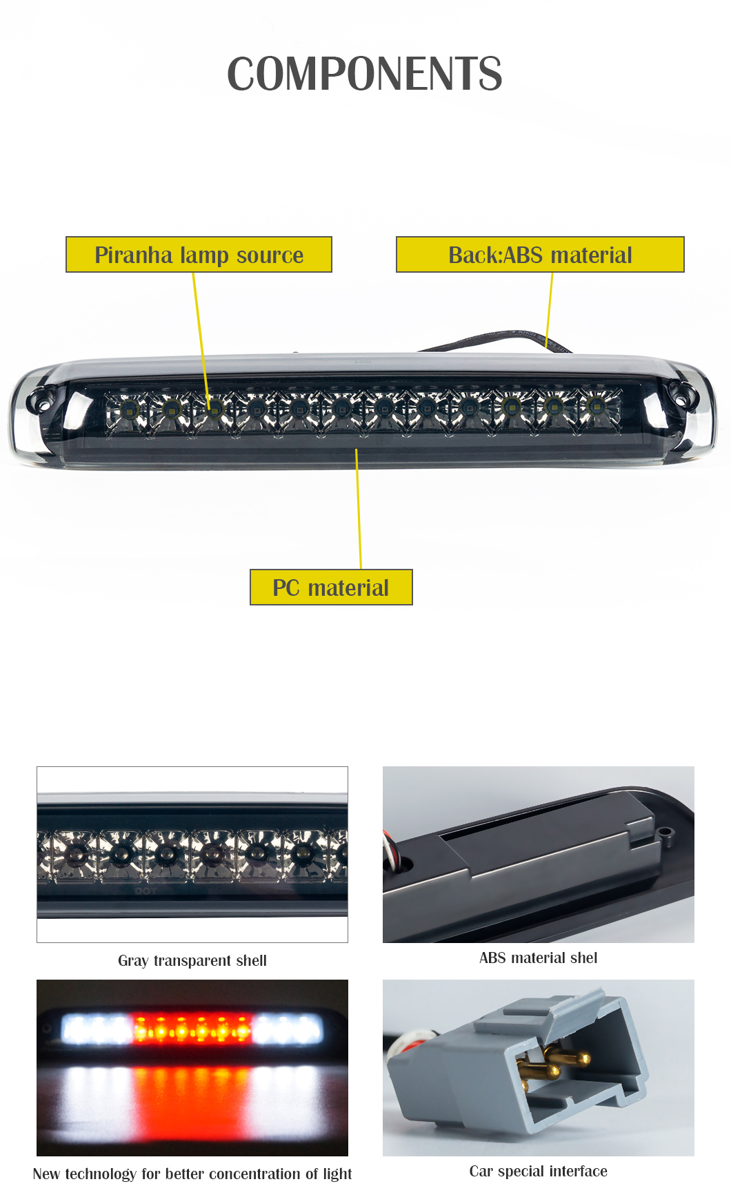 1996 F250 350 450 Alta Terceira luzes de freio GX-012WR05SY