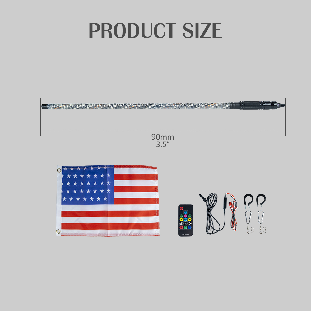 180pcs SMD5050 LEDS LUZES DE CHEP DE 5 p&eacute;s, luz de chicote LED com controle de aplicativo e remoto, Spiral RGB perseguindo chicotes de antena iluminados, luz de chicote para UTV ATV RZR SXS Can-Am Dune Buggy Buggy Truck (5)