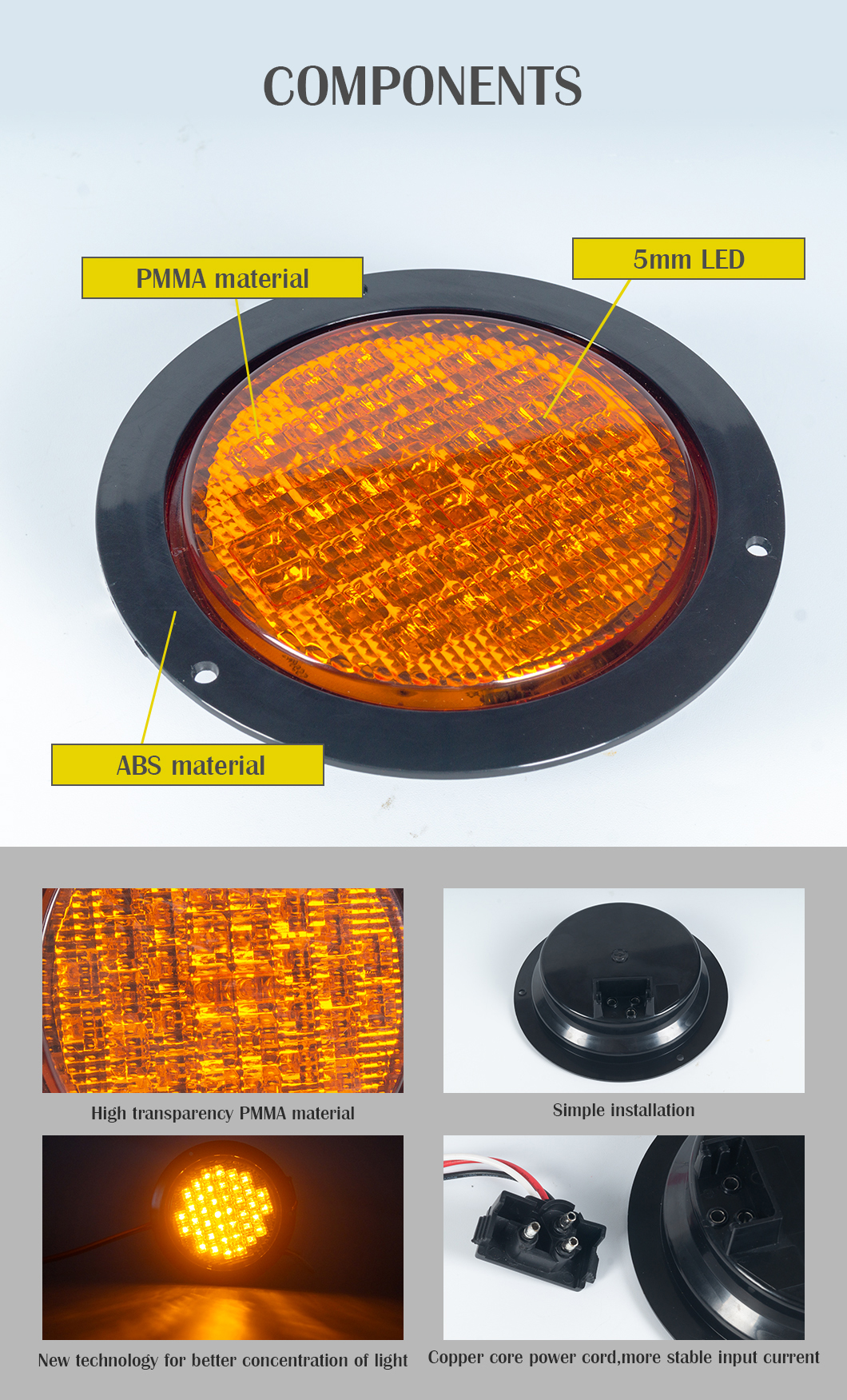Luz traseira de LED de 6 polegadas
