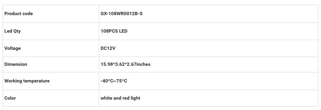 Luzes de freio GMC GX-108WR0012B-S
