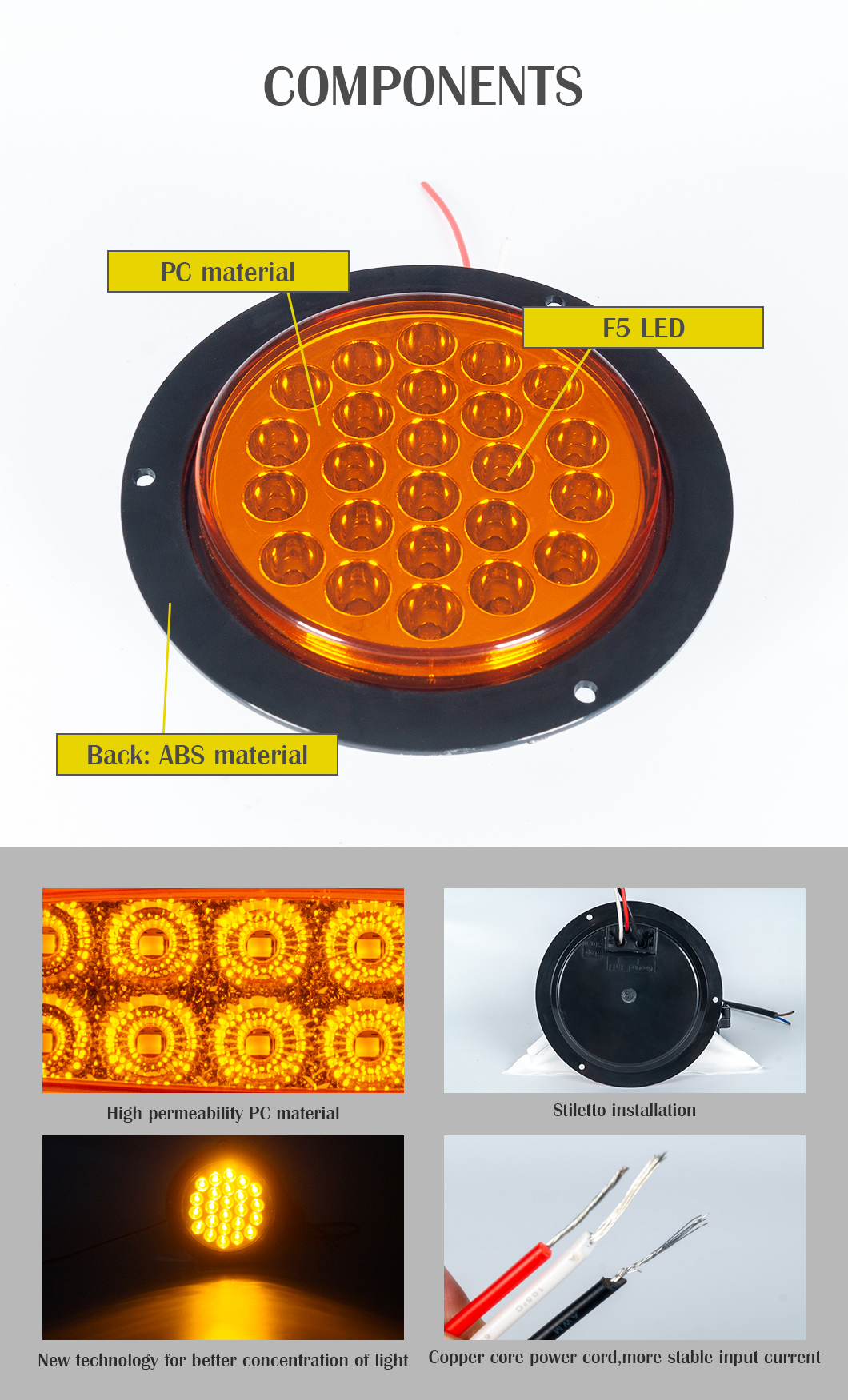 Luzes traseiras de reboques redondos de 5 