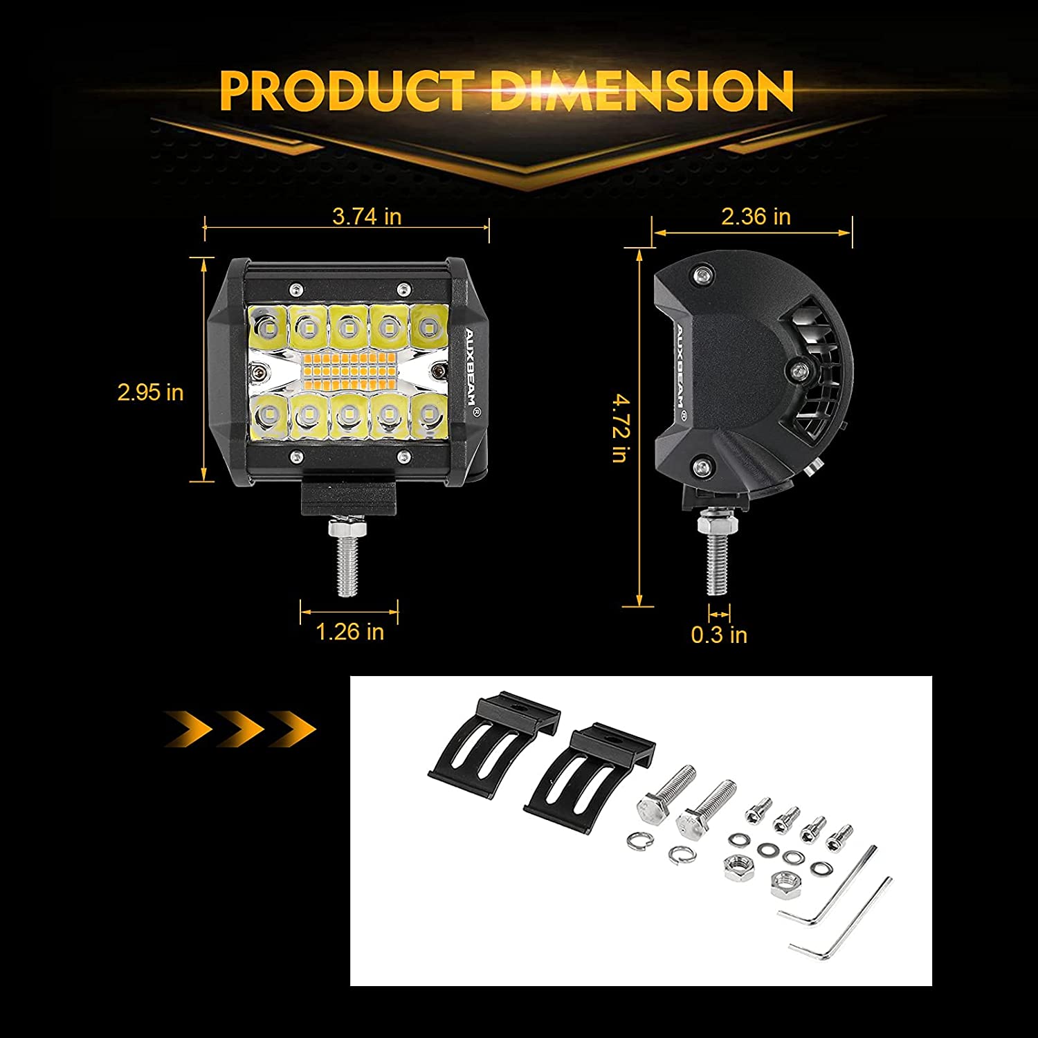 LED 4 polegadas quadradas 120W Luz de trabalho 